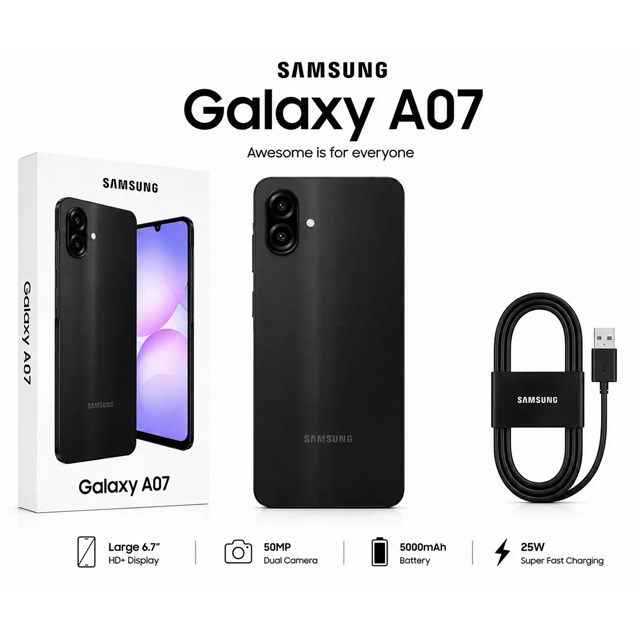 گوشی موبایل سامسونگ Galaxy A07 با نمایشگر 6.7 اینچ و دوربین 50MP
